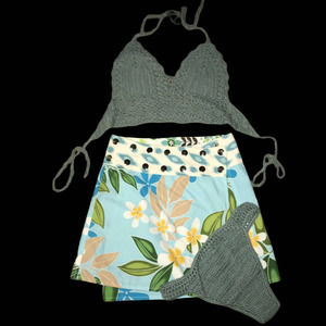 Hand Crocheted BIKINI AND REVERSIBLE Cover-Up Set  SZ S/XS